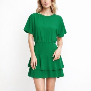 Alice + Olivia Solid Green Open back Casual Classic Chic Mini Dress Designer M